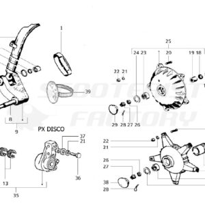 HORQUILLA, TAMBOR DELANTERO Y FRENO DISCO